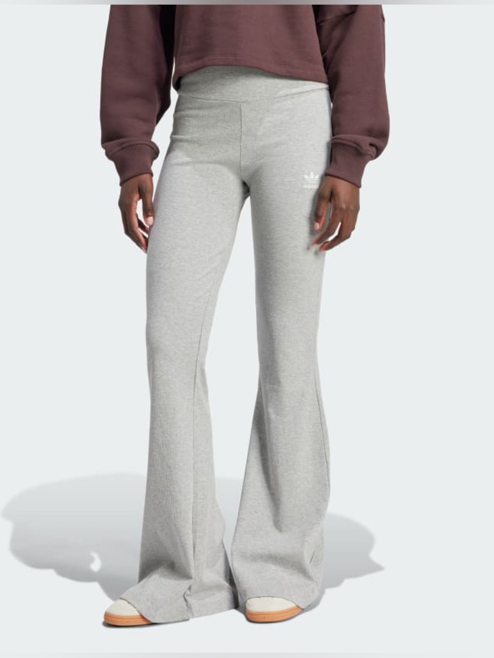 adidas Essentials Rib Flared Leggings Medium Grey Heather Size S